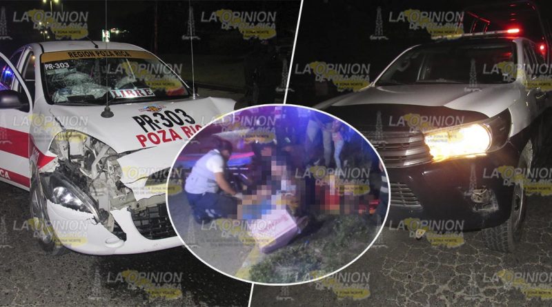 Taxista choca contra patrulla en el 4 ½ de Poza Rica