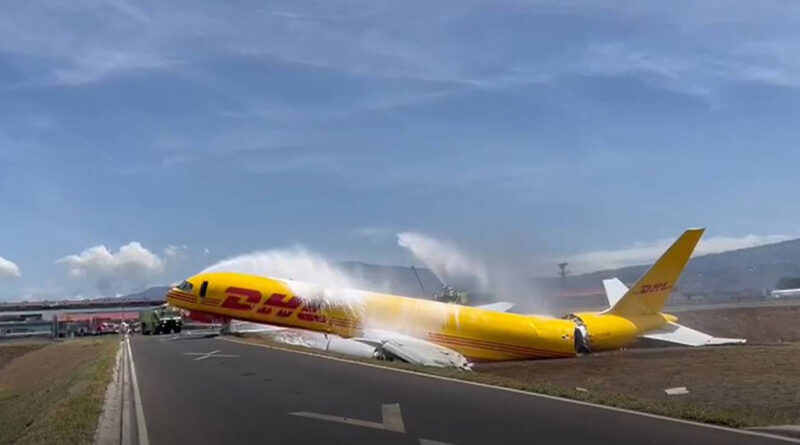 Avión de DHL se parte en dos tras aterrizaje de emergencia