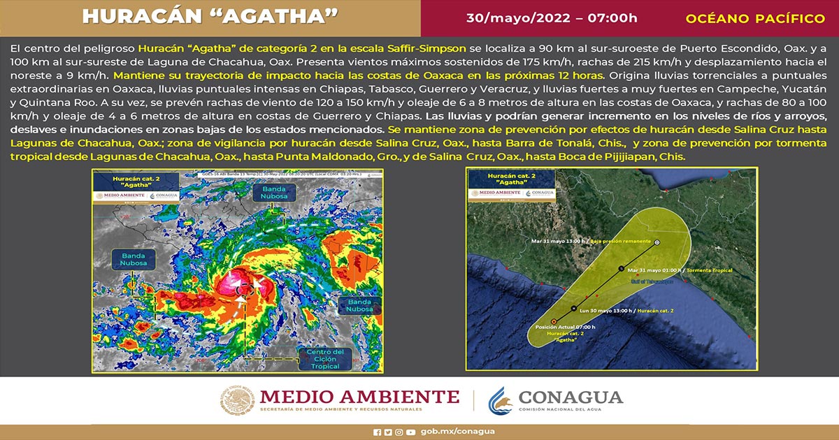 Agatha sigue acercándose a costas de Oaxaca 2